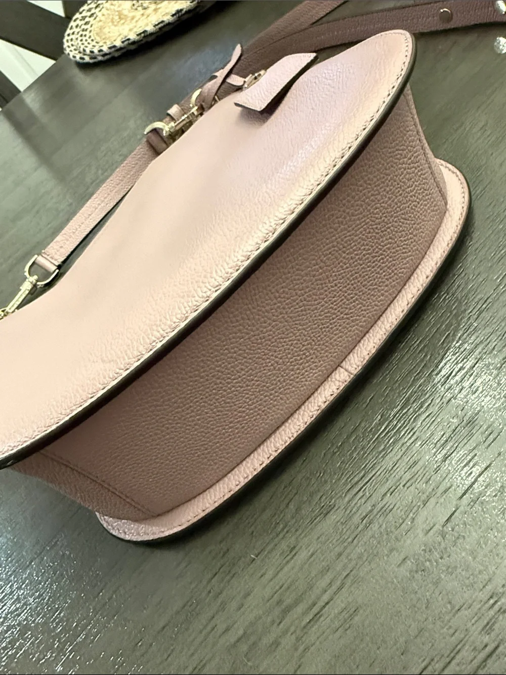 Kate Spade New York Polly Pebbled Leather Crossbody Bag Pink Gold Hardware